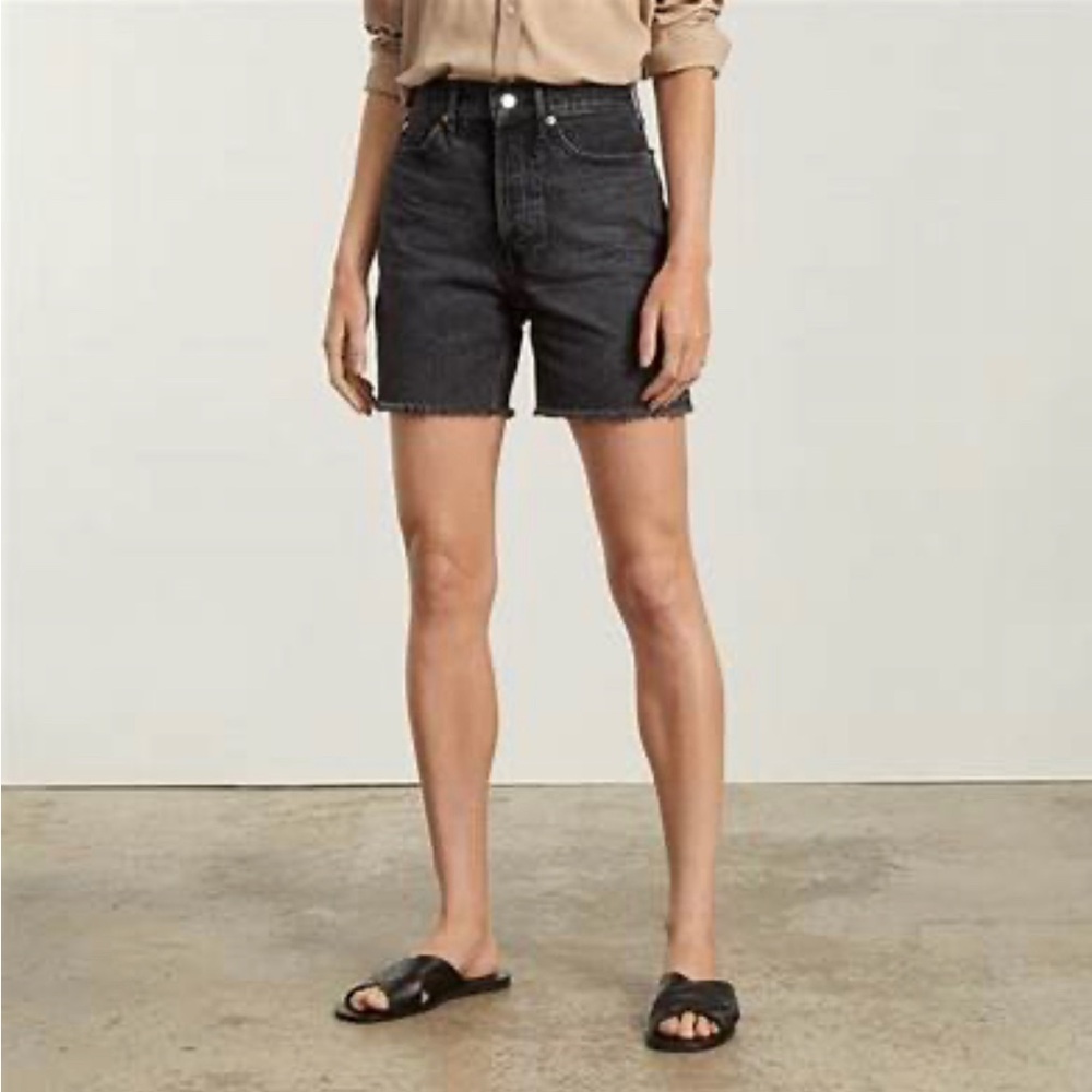 Everlane Jean shorts, washed black gray, raw hem